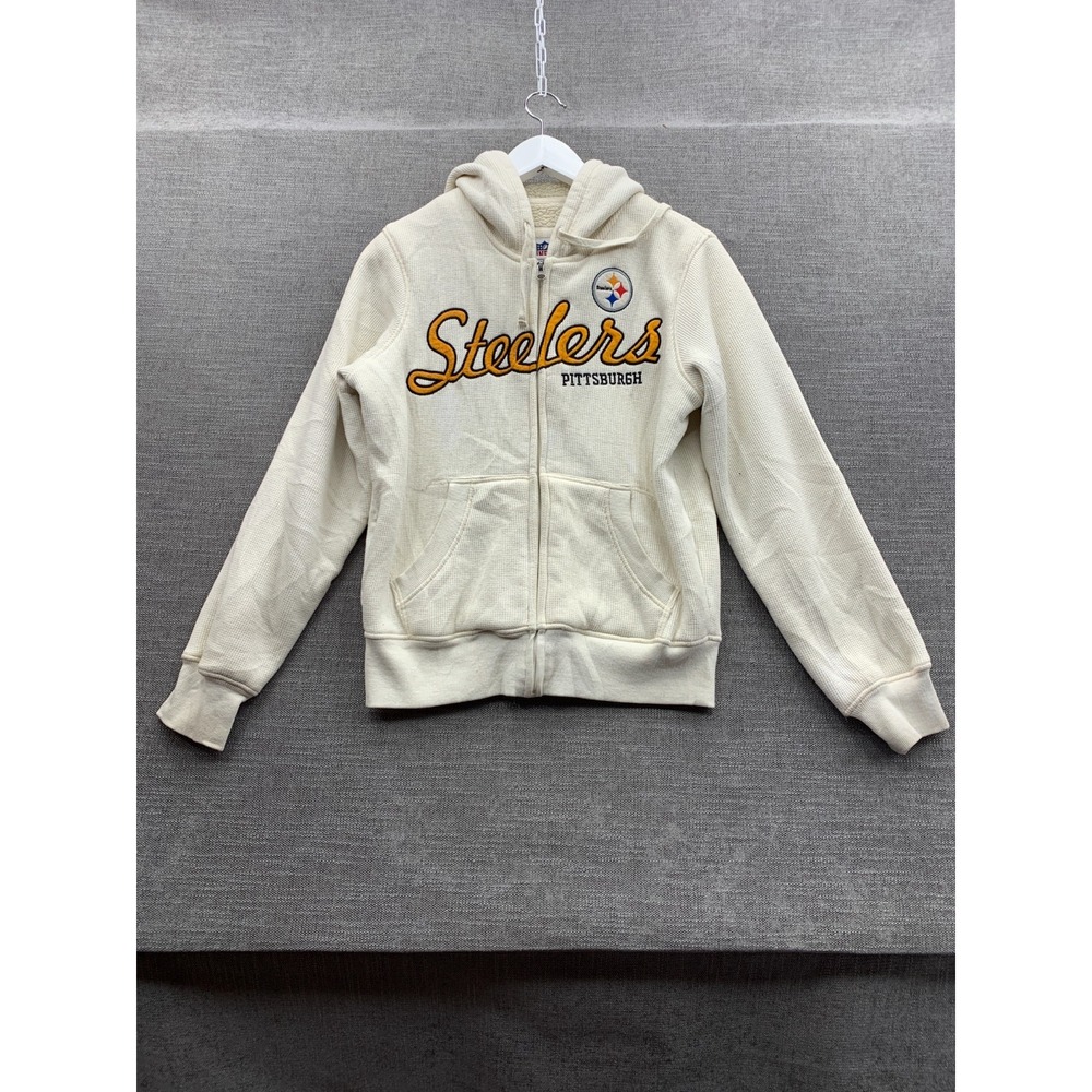 Pittsburgh Steelers Hoodie Womens Medium Beige NFL Team Apparel Sherpa Lined